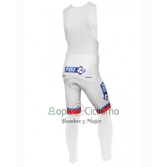 Fdj Ropa Ciclismo Culotte Largo 2016 Mangas Largas Blanco y Azul